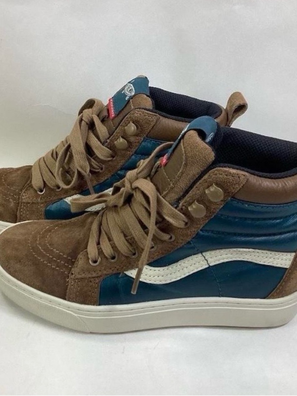 Vans North Face Collab High-Top Sneakers in Brown and Teal with White Stripe
